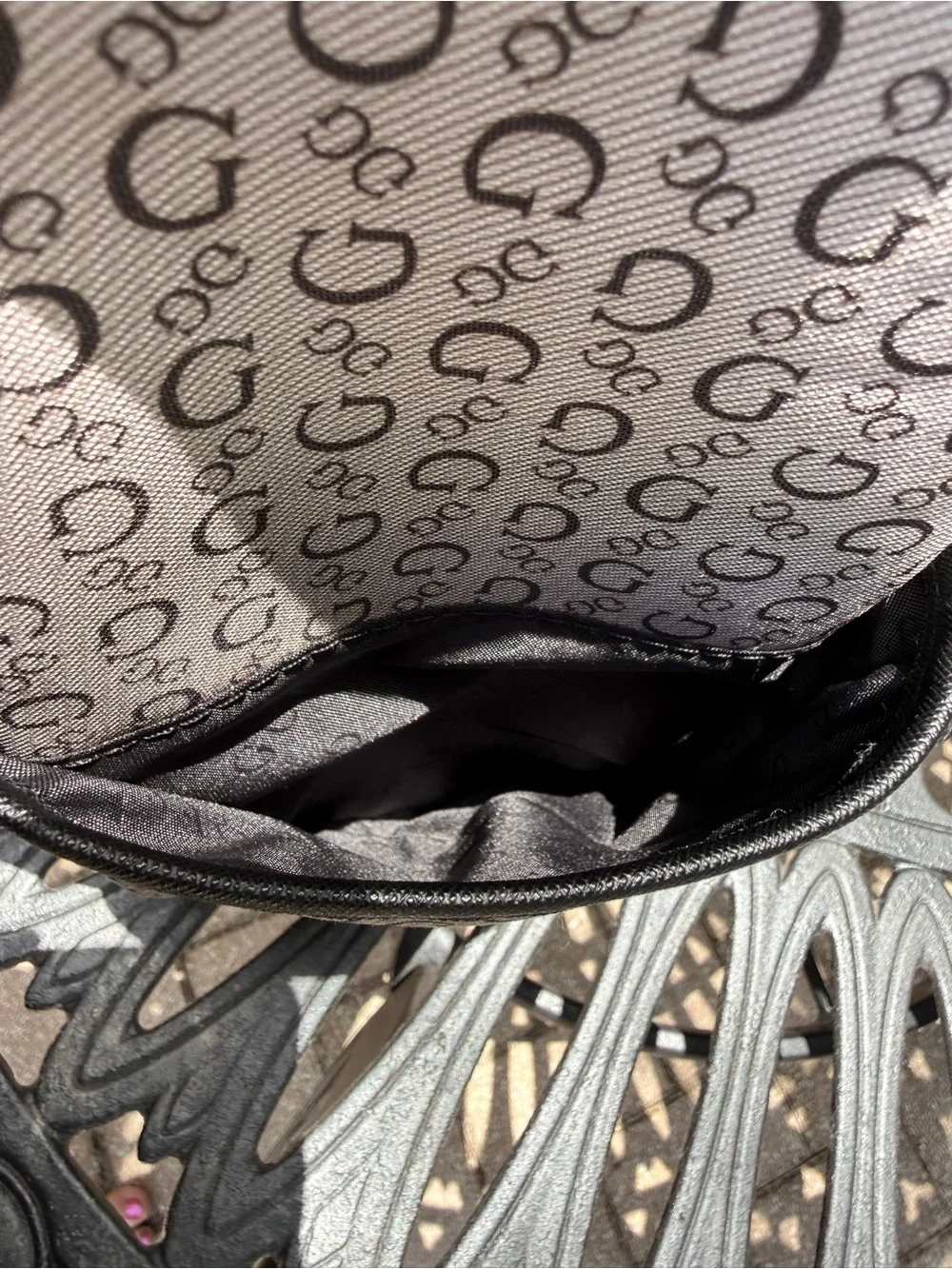GUESS Lottie Travel XL Backpack Monogram Gray Black